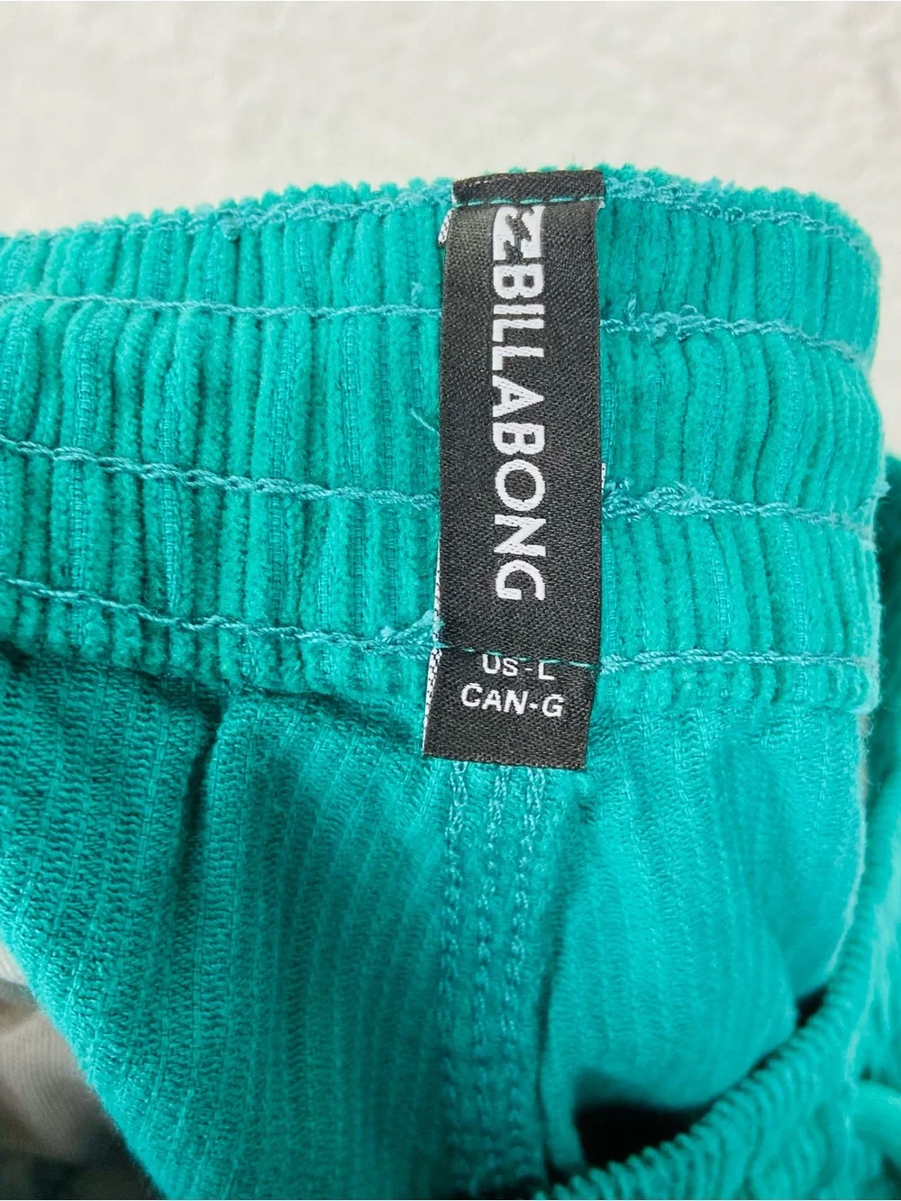 NWT Billabong Teal Athletic Corduroy cotton Drawstring Shorts size large